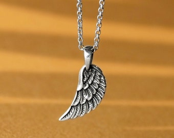 925 Sterling Silver Small Angel Wing Pendant - Wing Necklace In Silver