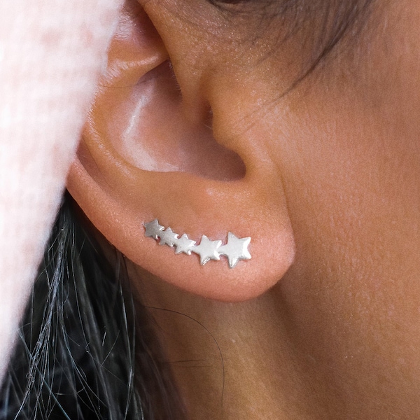 925 Sterling Silver Stars Ear Climbers - Milky Way Ear Pin
