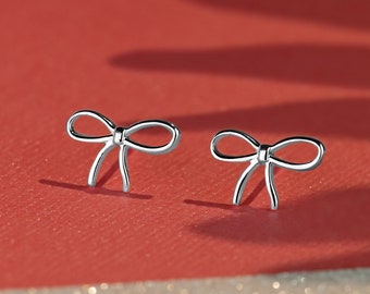925 Sterling Silver Bow Stud Earrings
