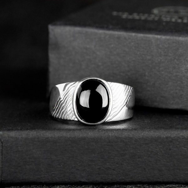 Bague Homme Onyx en Argent Massif 925/1000e