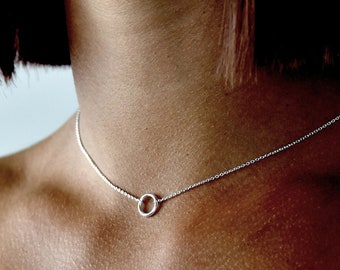 925 Sterling Silver Choker Necklace - Circle Choker