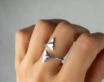 Erisl Bague en Argent Sterling 925 Massif avec Queue de Baleine