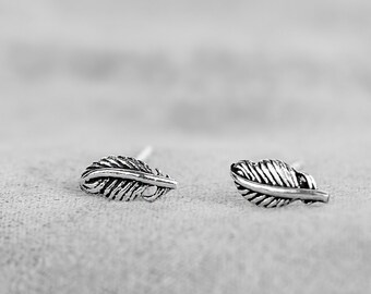 925 Sterling Silver Feather Studs Earrings
