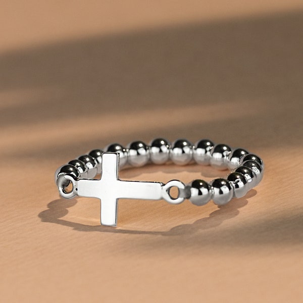 Bague Ajustable Croix en Argent 925/1000e