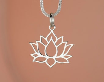 Pendentif Lotus en Argent Massif - Collier Lotus