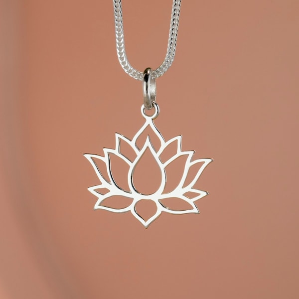 Pendentif Lotus en Argent Massif - Collier Lotus