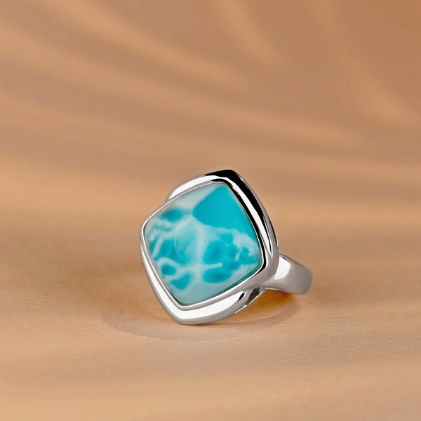 Bague Cocktail Larimar en Argent Massif 925/1000e