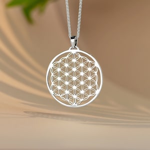 925 Sterling Silver Flower Of Life Pendant - Necklace Flower Of Life