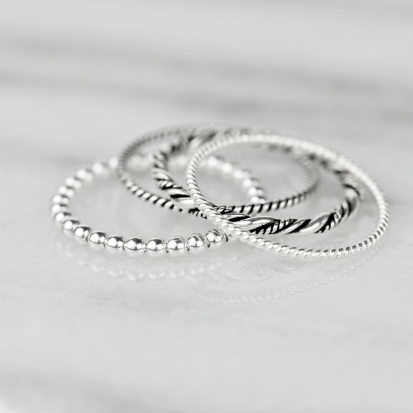 Bague Empilable en Argent Massif - Design B