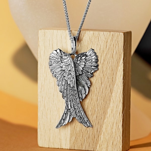 Pendentif Aile d'Ange Double en Argent Massif 925/1000e - Collier Aile d'Ange en Argent