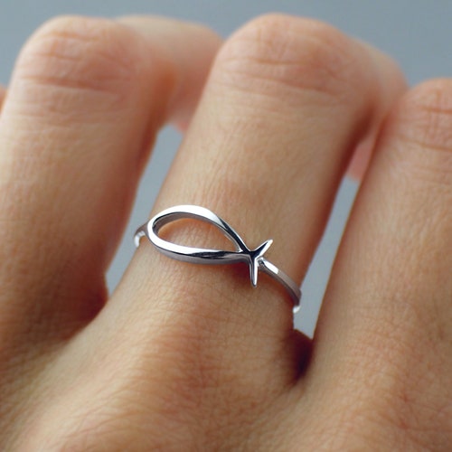 925 Sterling Silver Layered Fish Ring Patterned Fish Ring Etsy