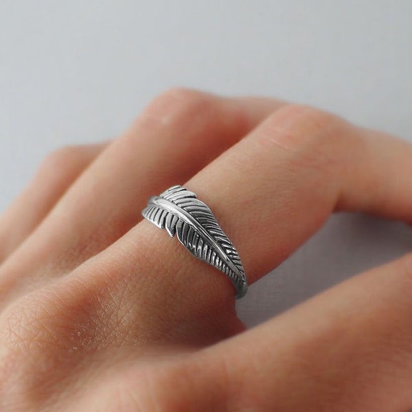 Bague Plume en Argent Massif