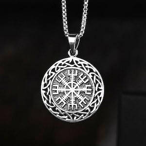 925 Sterling Silver Viking Pendant -  The Helm of Awe Necklace In Silver - &quot;Aegishjalmur&quot; Pendant - Nordic Jewelry