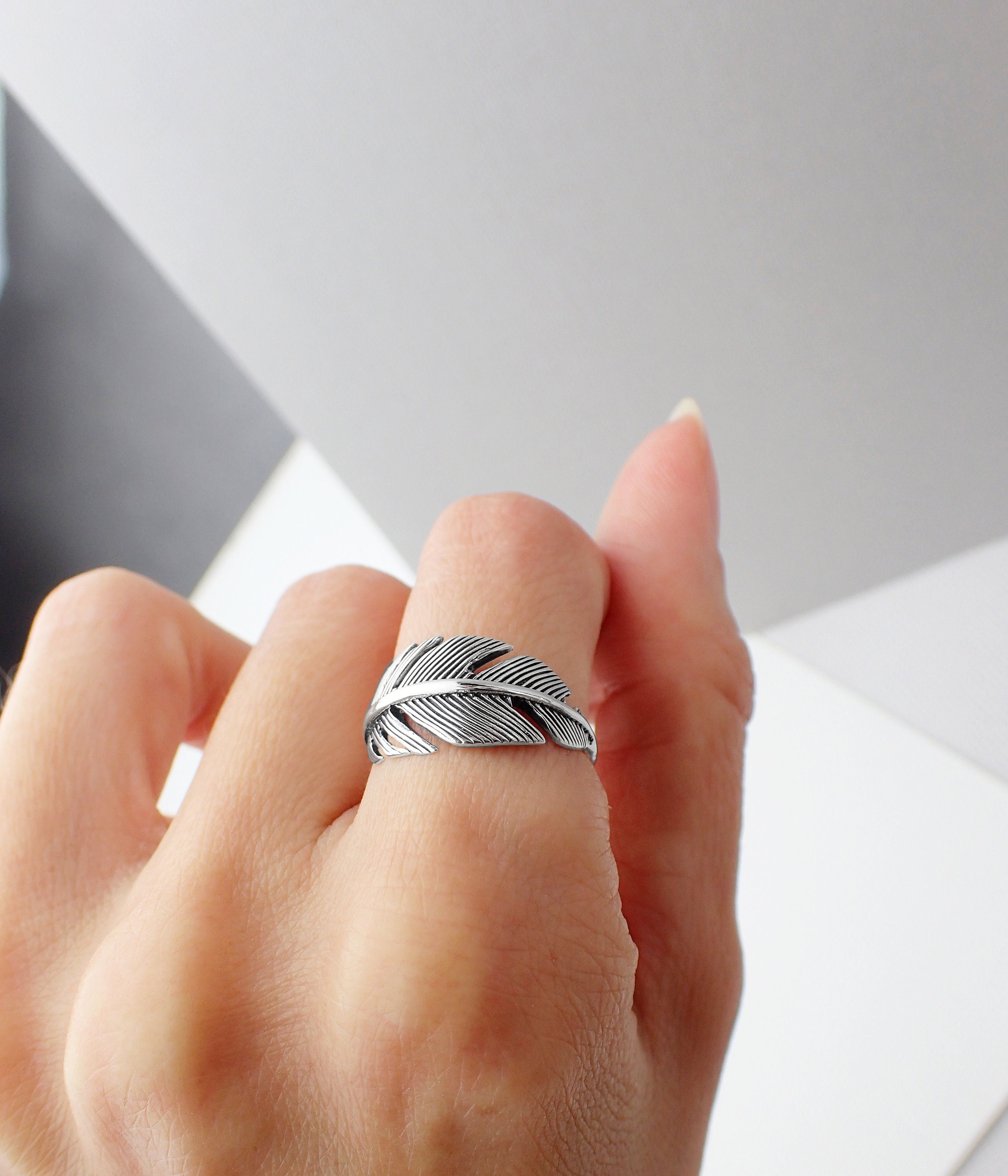 925 Sterling Silver Feather Ring - Native American Ring in Silver 