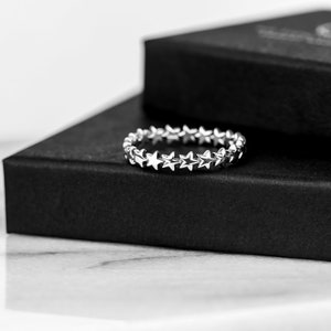 925 Sterling Silver Star Ring - Single Band Multiple Stars Ring in ...
