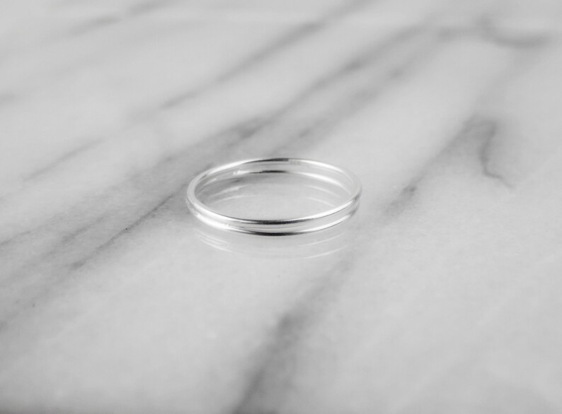 925 Sterling Silver Minimalist Ring Double Band Dainty Stackable Ring In Silver