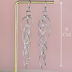 Longues Boucles d'oreilles Tout Argent 925/1000e image 2