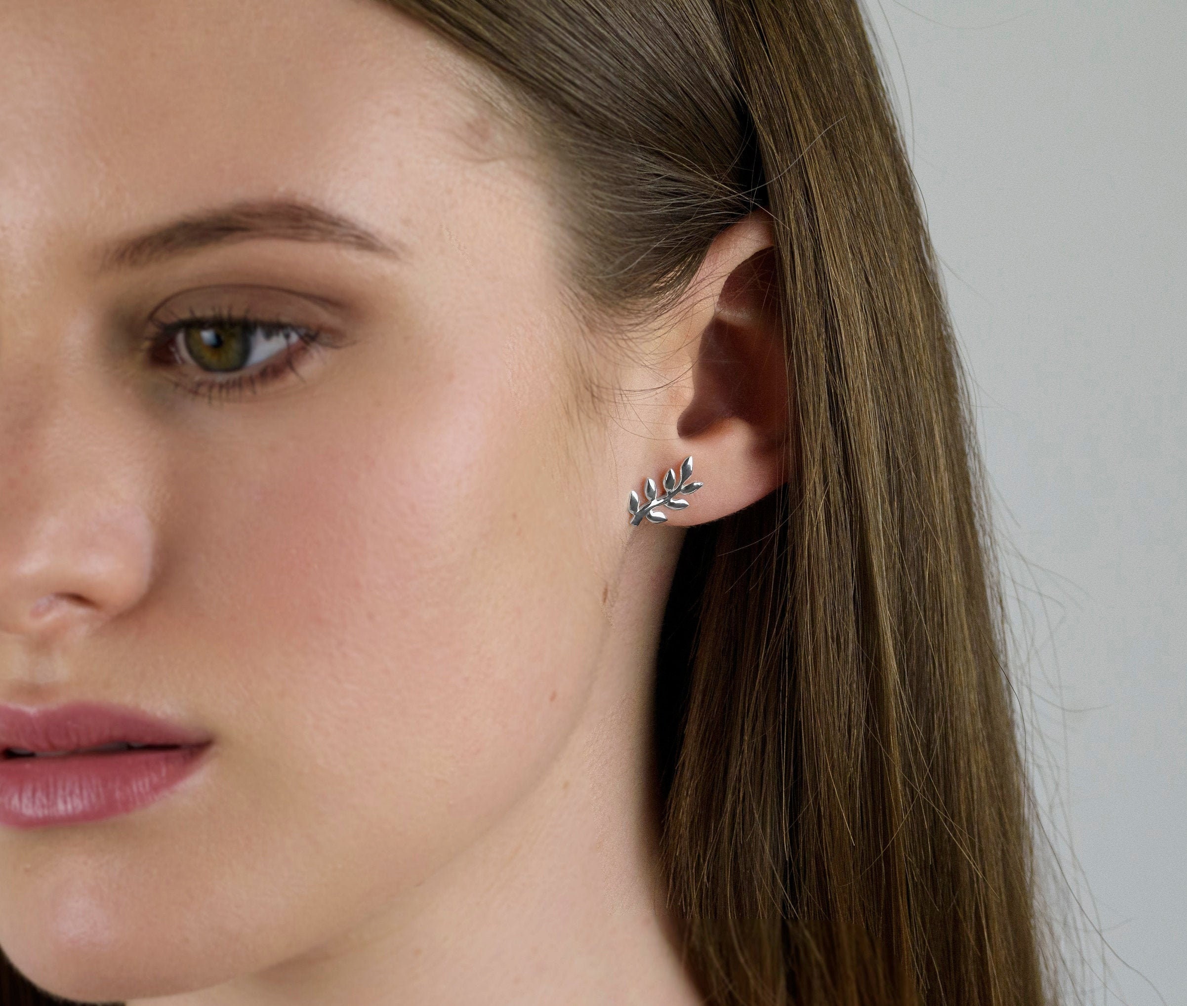 Boucles D'oreilles Puces En Argent Sterling 925 - Style Feuille - Bijou élégant Et Garanti