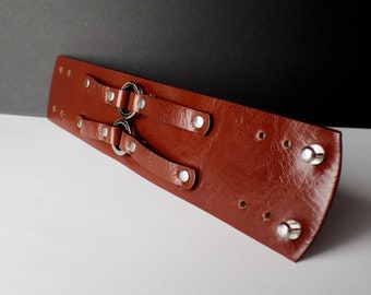 Large Adjustable Brown Leather Bracelet