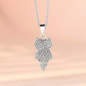 925 Sterling Silver Owl Pendant - Owl Necklace In Silver