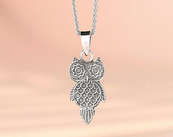 Pendentif Hibou en Argent 925/1000e - Collier Hibou en Argent