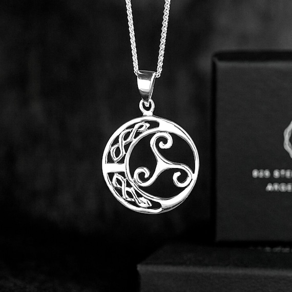 Pendentif Collier Triskel Rond en Argent Massif 925/1000e