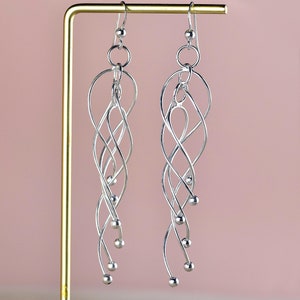 Longues Boucles d'oreilles Tout Argent 925/1000e image 4