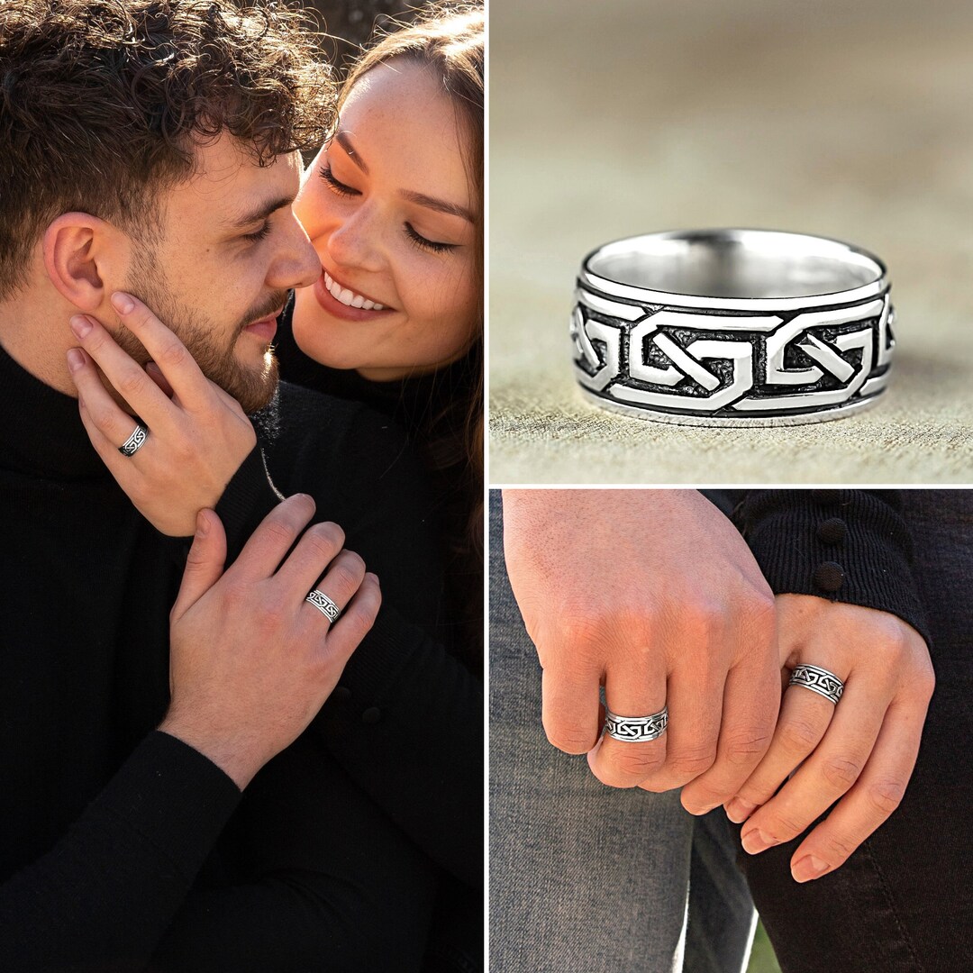 Bague Large Celtique Tressée En Argent 925 - Style Biker/gothique, Unisexe