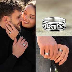 925 Sterling Silver Celtic Band Ring - For Men and Women