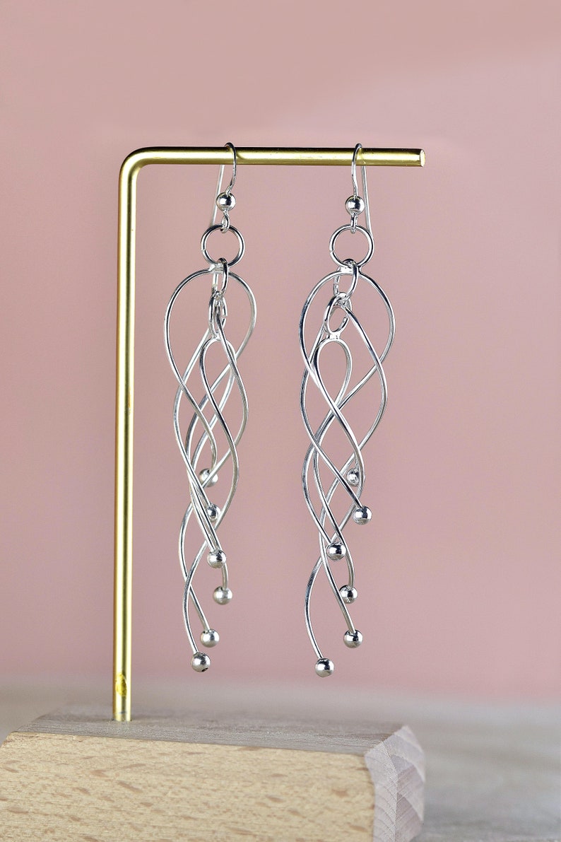 Longues Boucles d'oreilles Tout Argent 925/1000e image 7