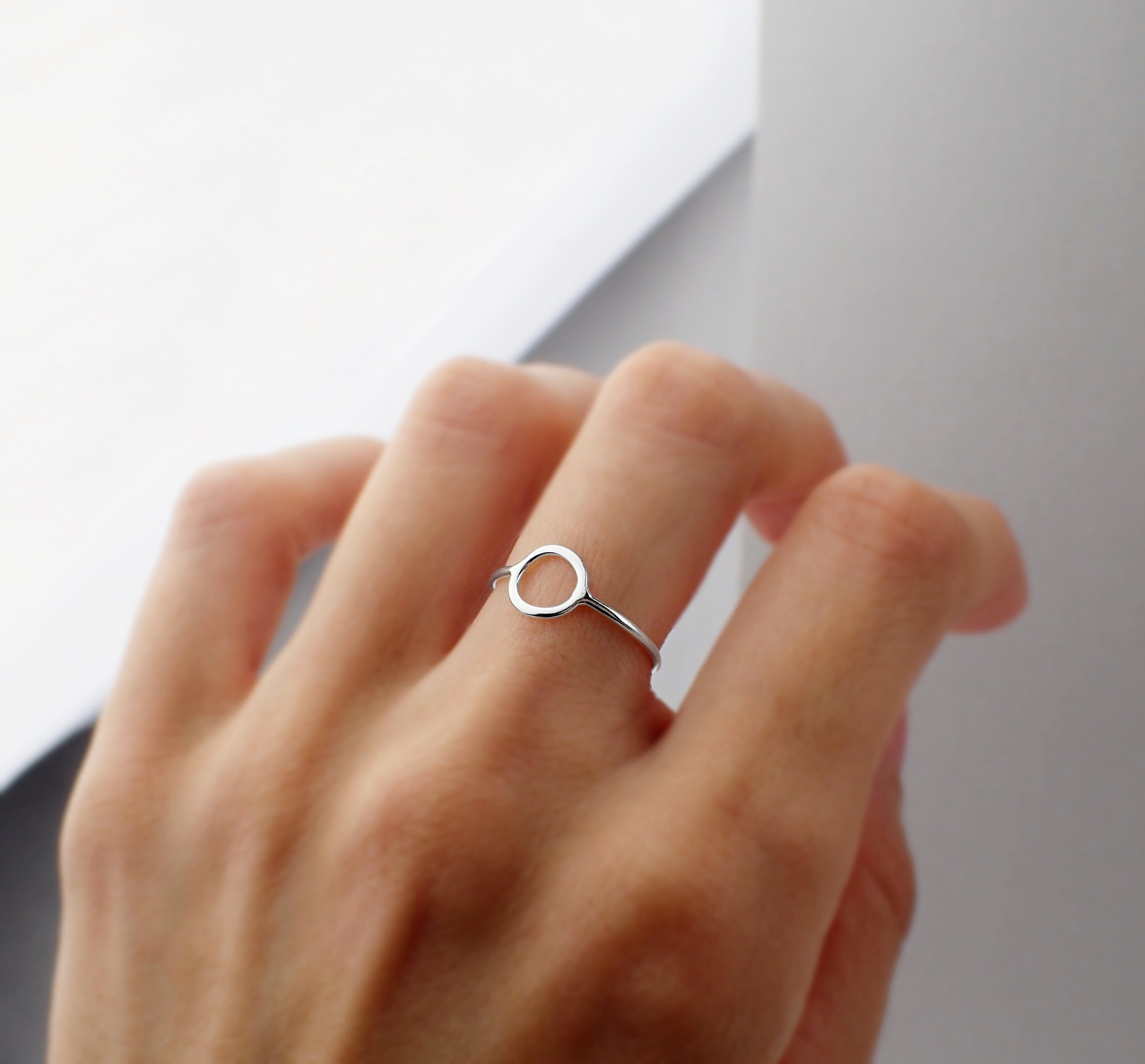 925 Sterling Silver Ring With Circle on Top Ring With Round Form