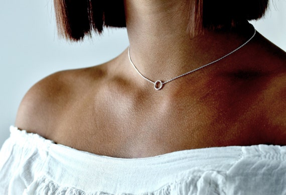 925 Sterling Silver Choker Necklace Circle Choker - Etsy