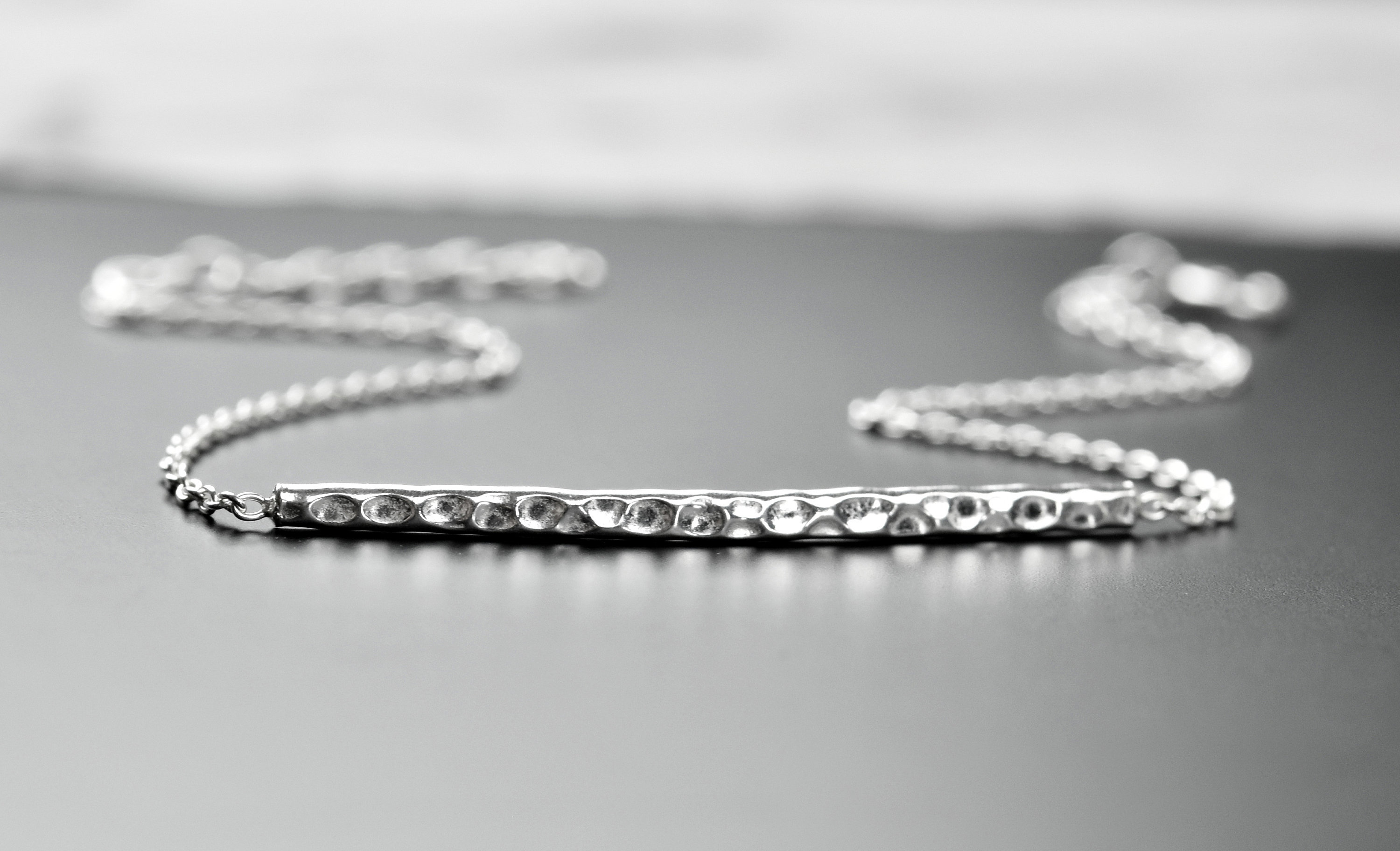 925 Sterling Silver Bracelet - Hammered Bar