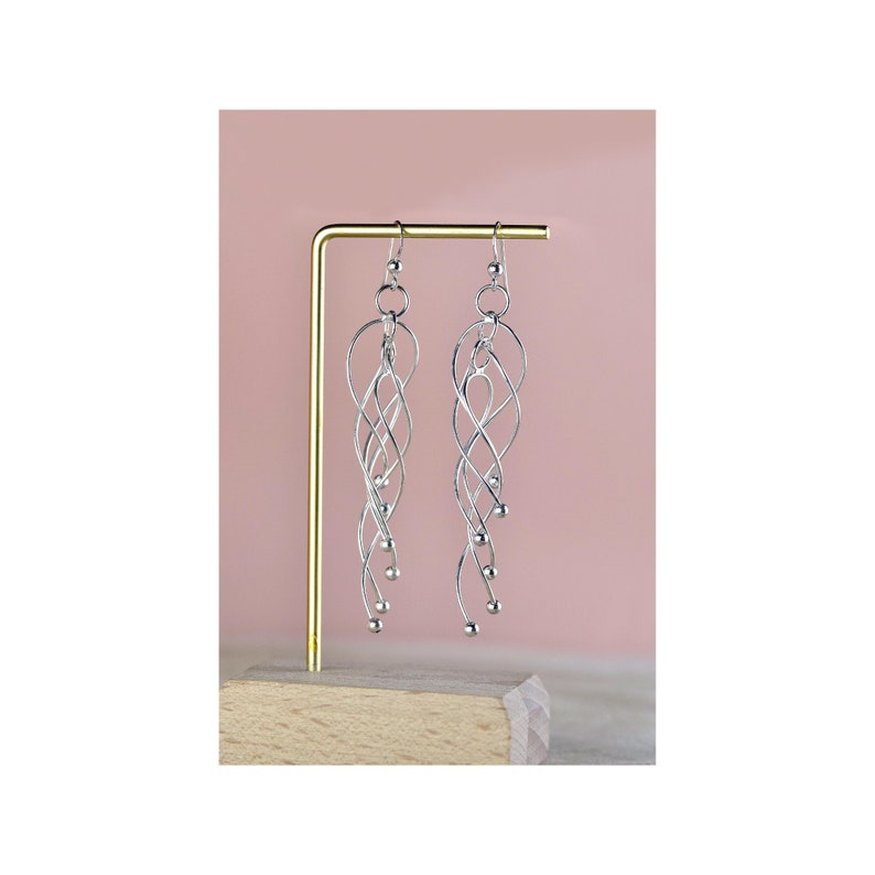 Longues Boucles d'oreilles Tout Argent 925/1000e image 1