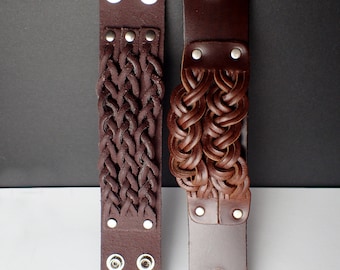 Brown Adjustable Leather Bracelet for Men