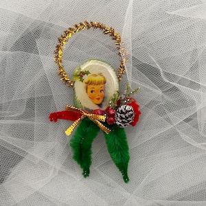 Winter Girl Christmas Ornament, Vintage Chenille Ornament, Unique Gift