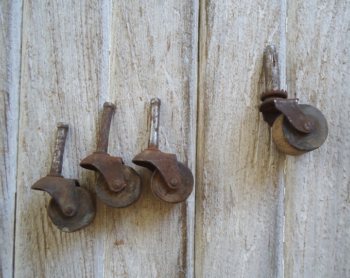 Vintage Furniture Wheels, Antique Caster Wheels, Small Caster Wheels