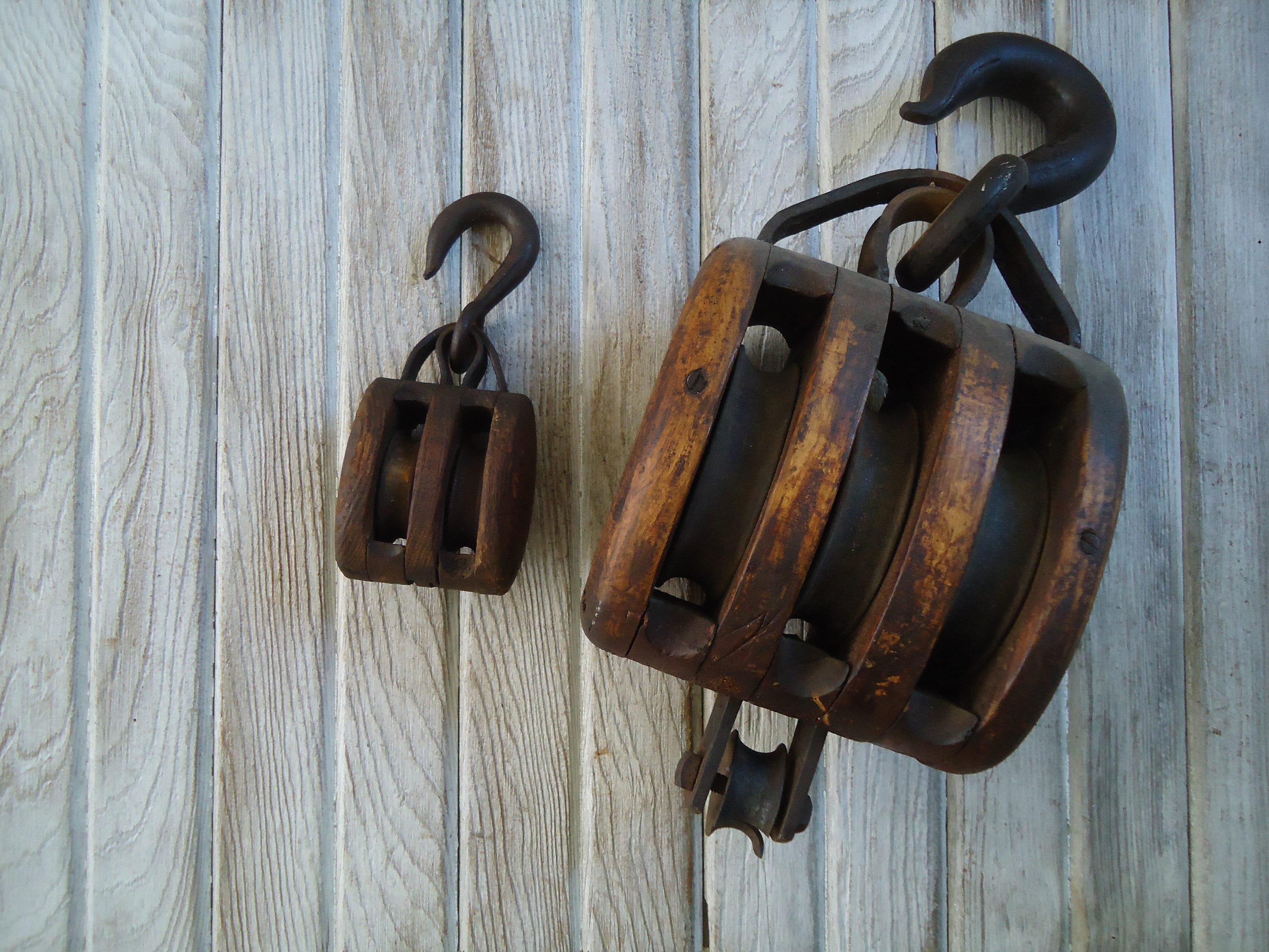 Vintage Barn Pulley Small Wood Pulley Miniature Wood Pulley Etsy