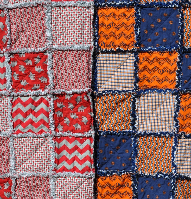 Customization Available Great Christmas Gift! Alabama Rag QuiltAuburn Rag Quilt House Divided Rag Quilt