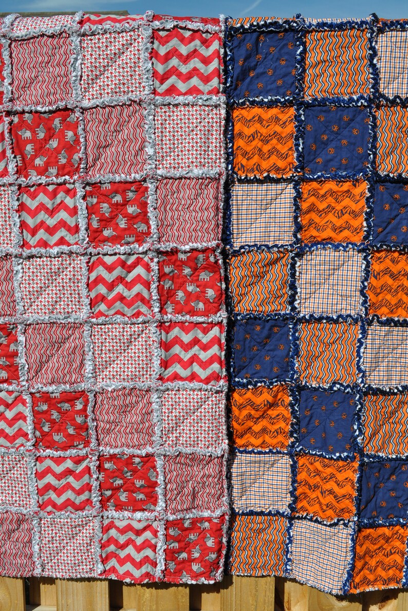 Customization Available Great Christmas Gift! Alabama Rag QuiltAuburn Rag Quilt House Divided Rag Quilt