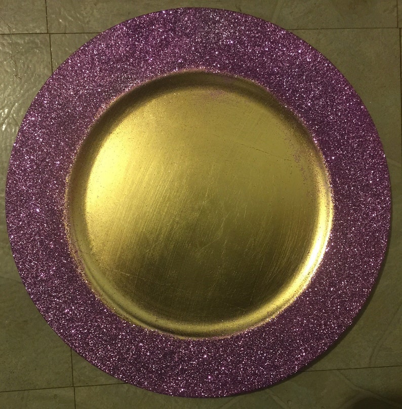 Glitter Charger Plates Glitter on Rim Only Etsy
