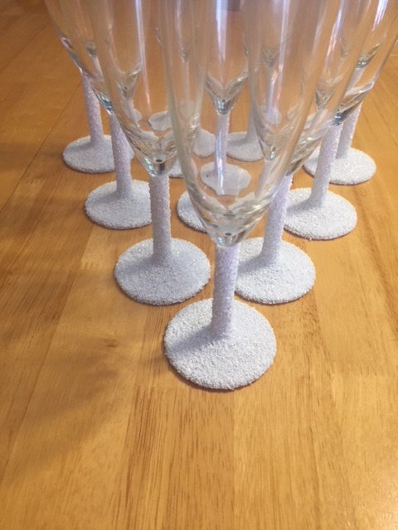 6 Glitter Champagne Glasses Etsy