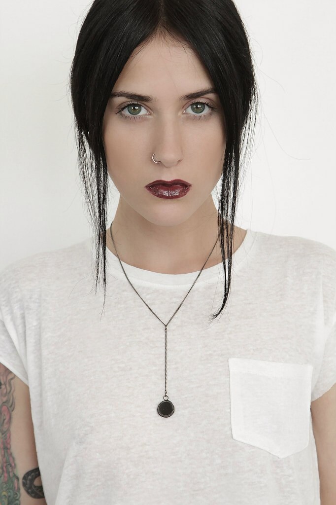 Black Circle Necklace Minimalism Necklace Black Necklace Etsy