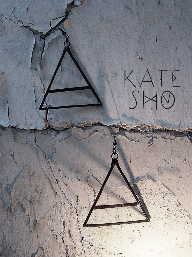 Thirty seconds to mars jewelry Symbol air earrings Geometric earrings minimalist triangle earrings Minimal earrings triad earrings