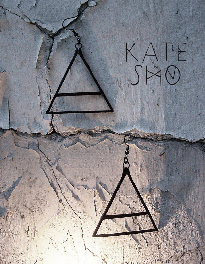 Thirty seconds to mars jewelry Symbol air earrings Geometric earrings minimalist triangle earrings Minimal earrings triad earrings