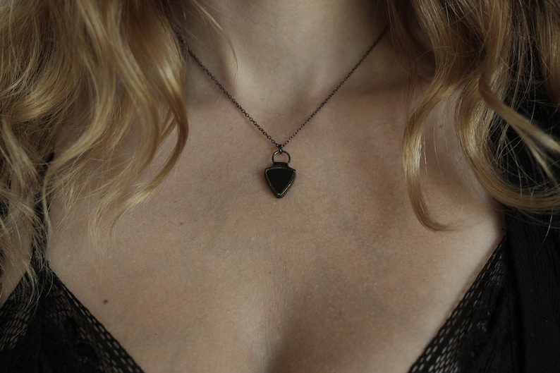 Simple Pendant simple necklace gothic dainty black necklace Small Dark Jewelry Black pendant witch pendant minimalist black necklace