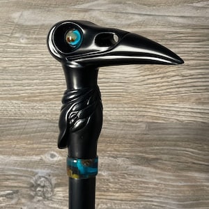 Black Raven Cane Walking Stick Wood Wooden Cane Handcarved Carving Handmade  Walking Cane For Women