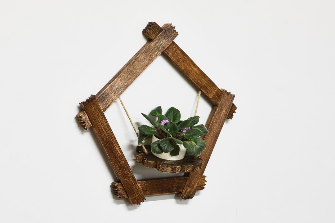 Wooden Sconce for Plants Wall Flower Pot Boho Etsy