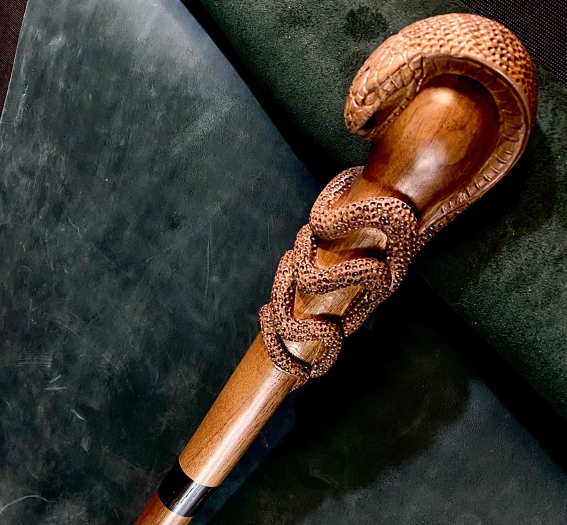 Walnut Snake Walking Stick Cobra Walking Stick Cane Wooden Etsy