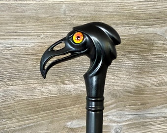 Black Raven Cane Walking Stick Wood Wooden Cane Handcarved Carving Handmade  Walking Cane For Women